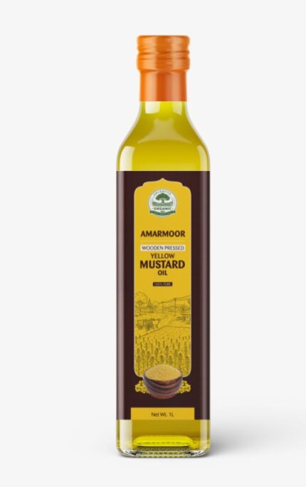 Amarmoor Organic Wood Pressed Cold Pressed Yellow Mustard Oil (Unfiltered) – 1L
